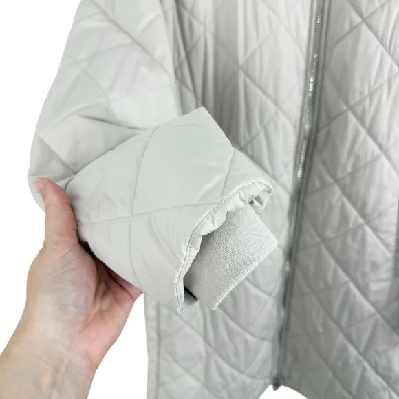 Massimo Dutti Longline Quilted Jacket Cream Sz S - Picture 6 of 14